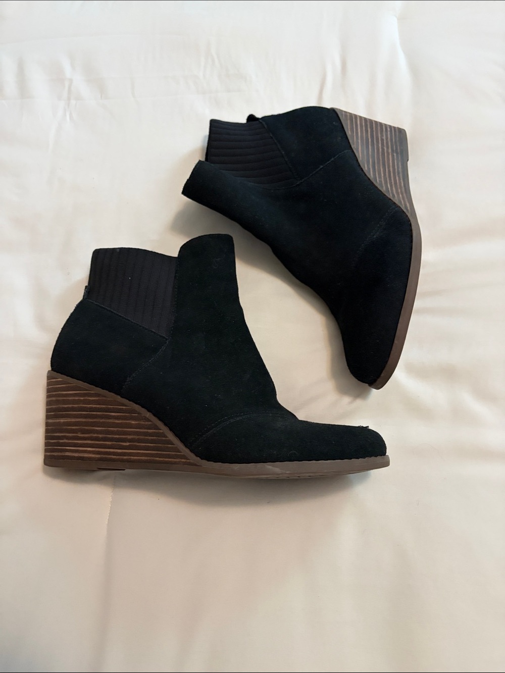 Toms black wedge ankle boot